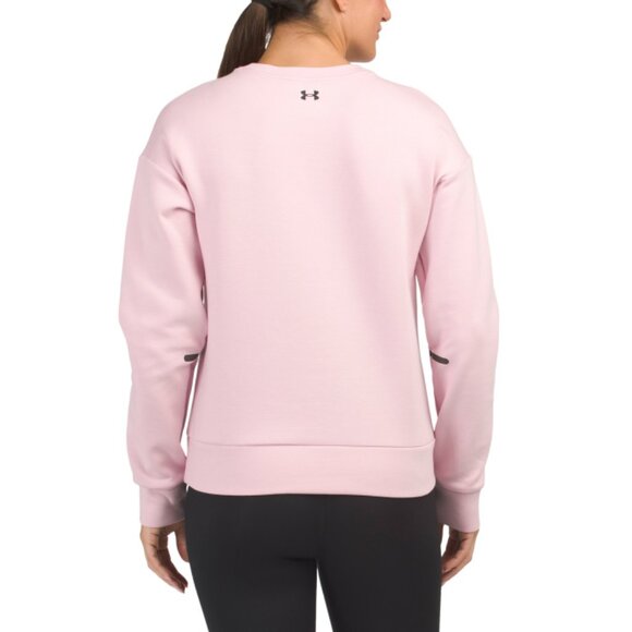 UNDER ARMOUR Prime Pink Unstoppable Fleece Crew Neck Sweatshirt - Picture 2 of 2
